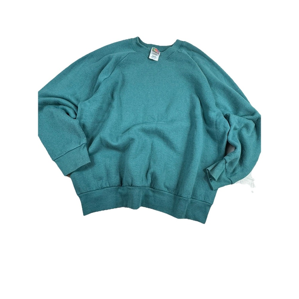 Vintage 90s Fruit Of the Loom Solid Green Crew Neck